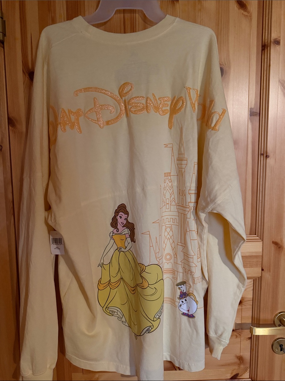 Disney Yellow Belle Long Sleeve Tee with Glitter Script